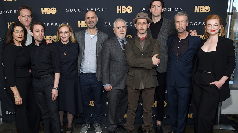 Kieran Culkin with Succession colleagues