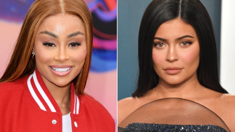 Blac Chyna smiling, Kylie Jenner serious, composite image