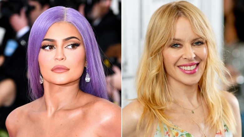 Kylie Jenner purple wig, Kylie Minogue smiling