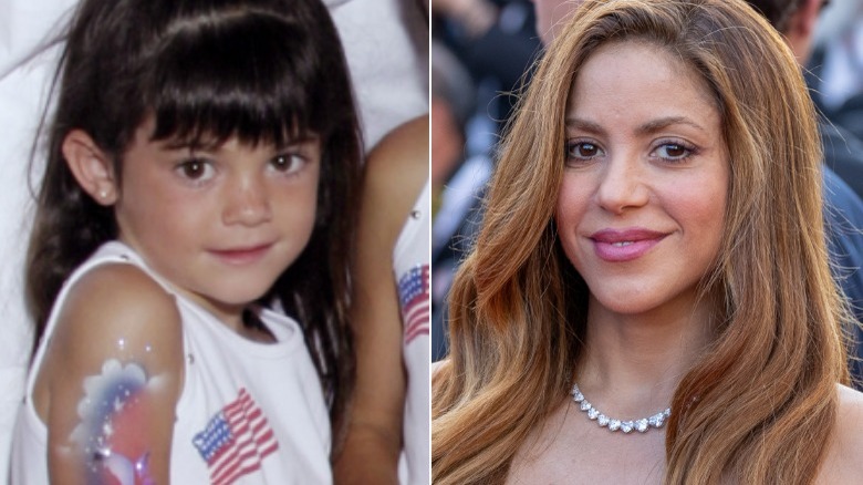 Young Kylie Jenner, Shakira smiling, composite image