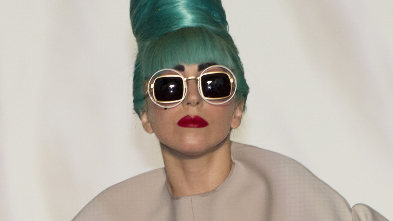 Lady Gaga with green hair