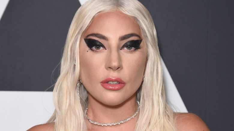 Lady Gaga sporting dark eye makeup