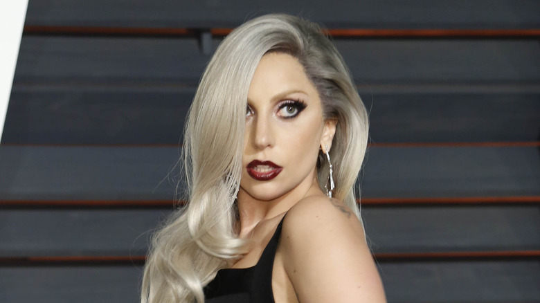 Lady Gaga sporting long blonde hair