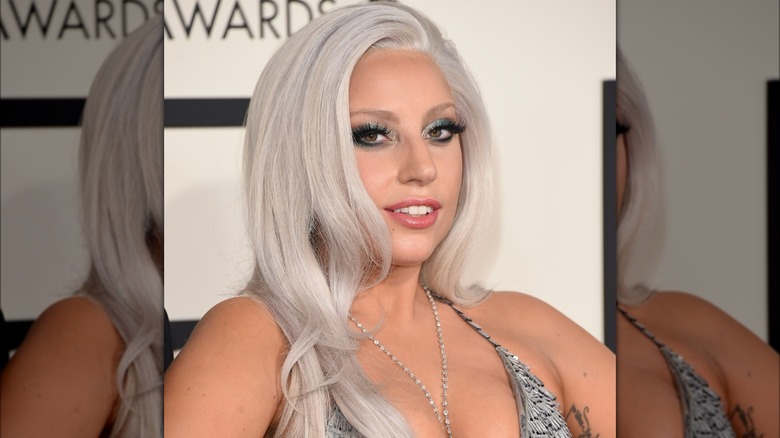 Lady Gaga wearing blue eyeshadow