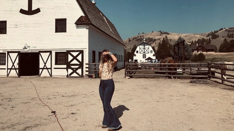 Lainey Wilson on "Yellowstone" set