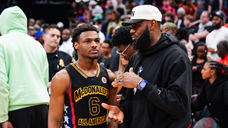 Bronny James and dad LeBron James