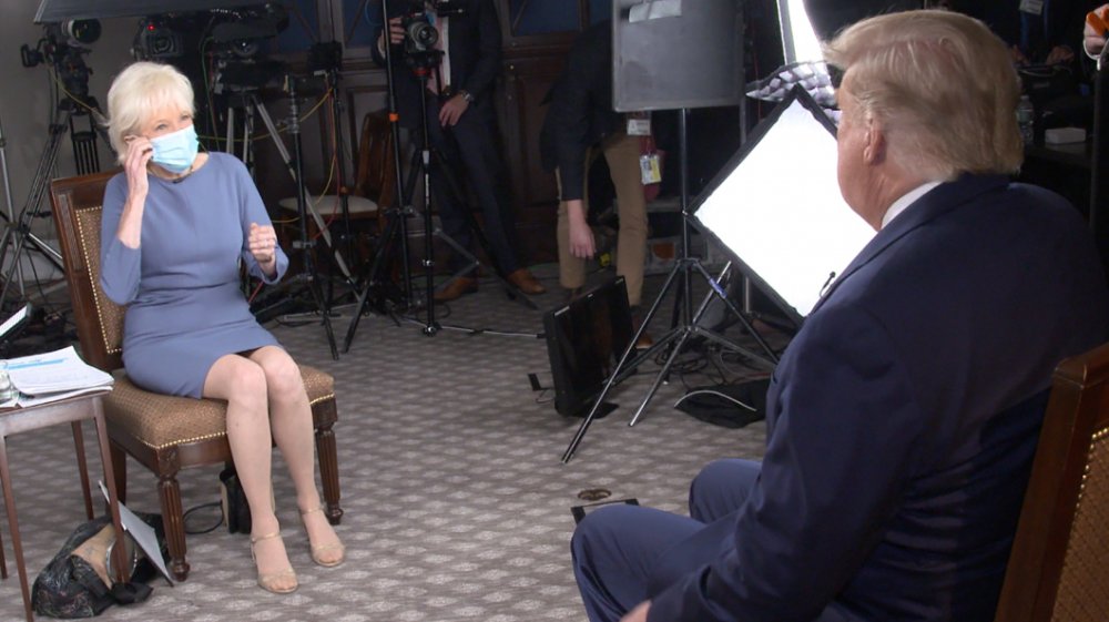 Lesley Stahl interviewing Donald Trump