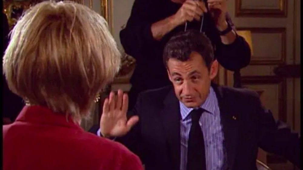 Leslie Stahl and Nicolas Sarkozy in an interview