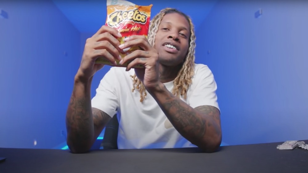 Lil Durk with Flamin Hot Cheetos