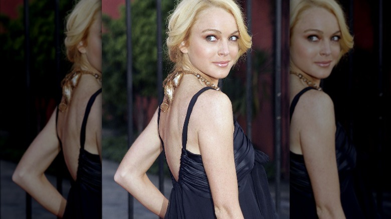 Lindsay Lohan black dress 2005