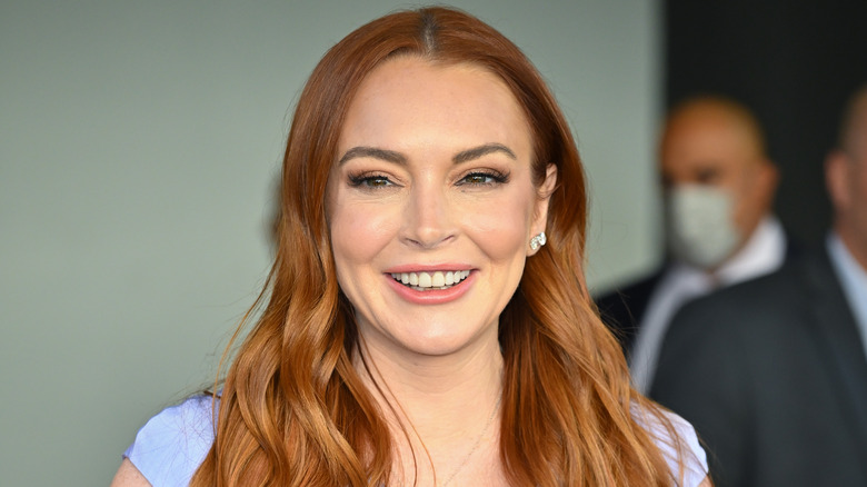 Lindsay Lohan smiling at event