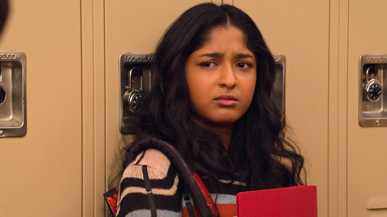 Maitreyi Ramakrishnan making a funny face in a still from Never Have I Ever