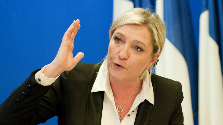 Marine Le Pen speaking