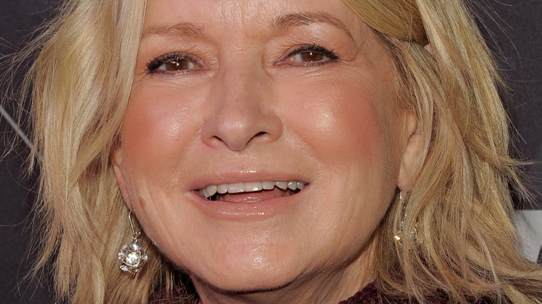 Martha Stewart with shiny earrings, smiling