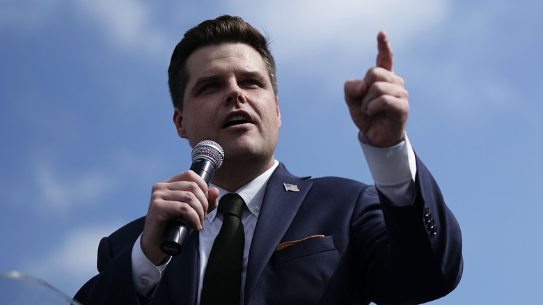 Matt Gaetz pointing during speech