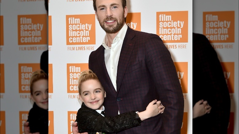 Mckenna Grace hugging Chris Evans