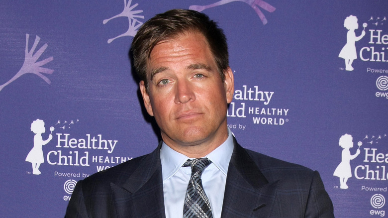 Michael Weatherly looking serious