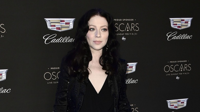 Michelle Trachtenberg wearing black on red carpet at 2020 event