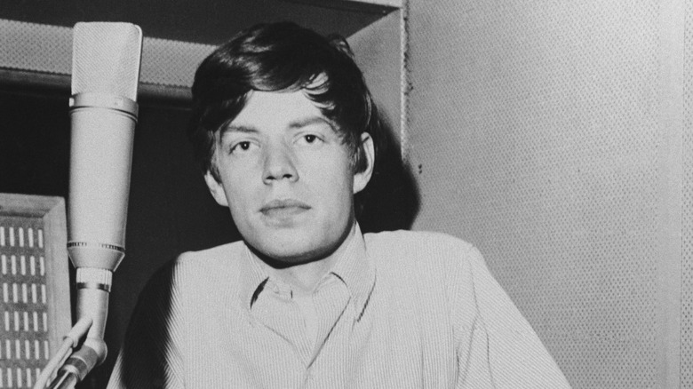 Mick Jagger in a recording studio