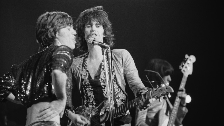 Mick Jagger and Keith Richards performing