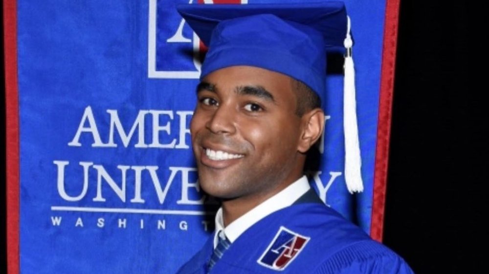 Amir Tyson at his commencement ceremony at American University 