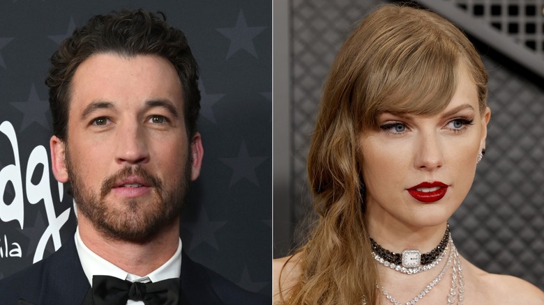 Split Image of Miles Teller and Taylor Swift