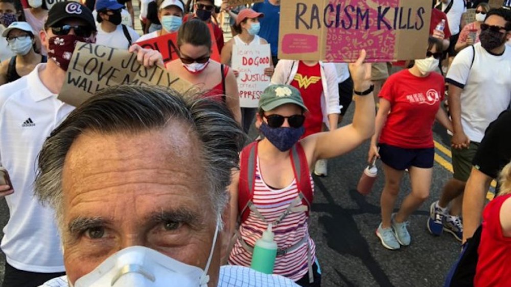 Mitt Romney's selfie from a Black Lives Matter protest 