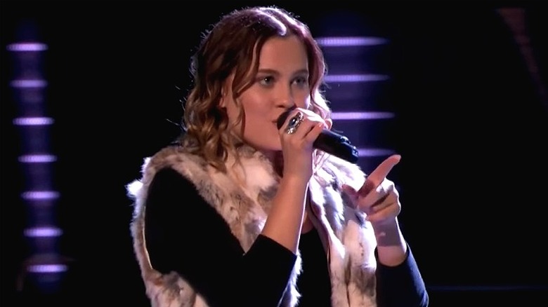 Natasha Bure performing on The Voice