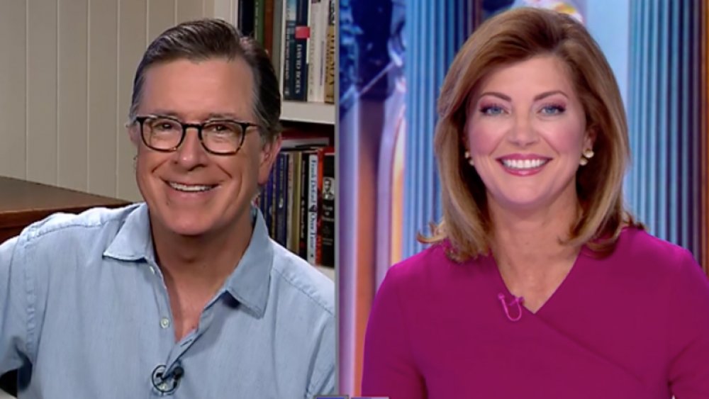 Stephen Colbert on Norah O'Donnell on The Late Show with Stephen Colbert in 2020