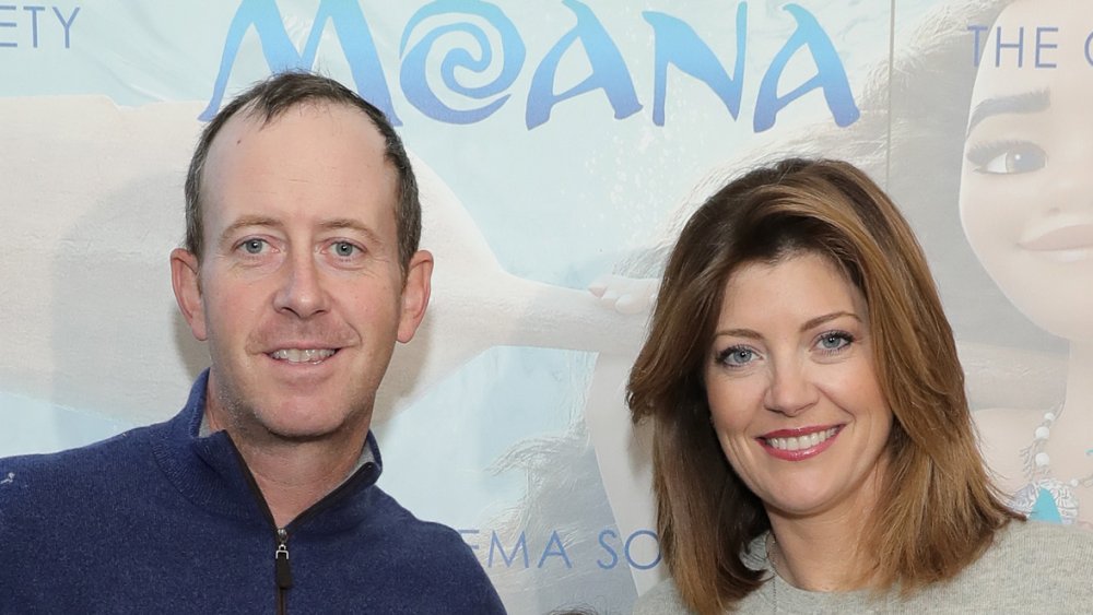 Geoff Tracy and Norah O'Donnell at a screening of Moana in 2016