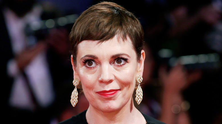 Olivia Colman wearing big earrings