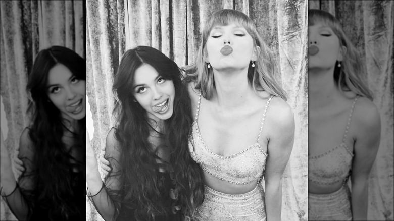 Olivia Rodrigo posing with Taylor Swift