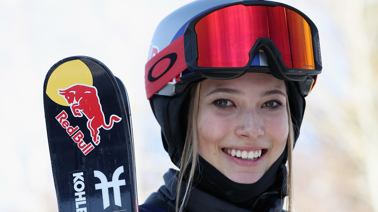 Eileen Gu smiling in ski outfit 