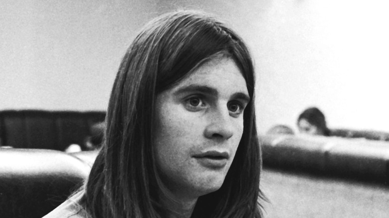 Young Ozzy Osbourne in black and white