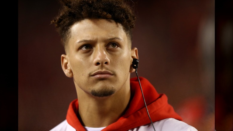 Patrick Mahomes looking serious