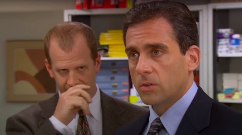 Paul Lieberstein and Steve Carell in The Office