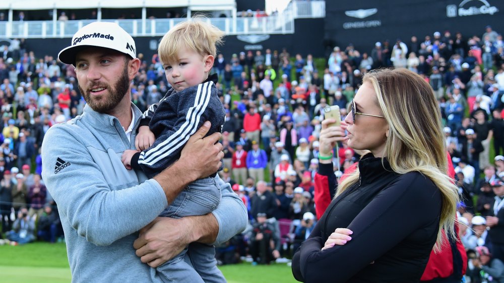 Dustin Johnson, Tatum Johnson, Paulina Gretzky at the Genesis Open in 2017