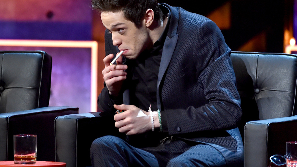 Pete Davidson smoking at a Comedy Central Roast 