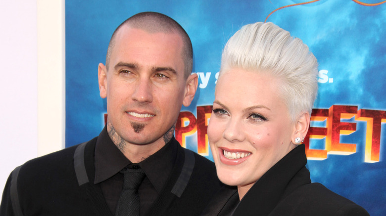 Carey Hart and Pink smiling