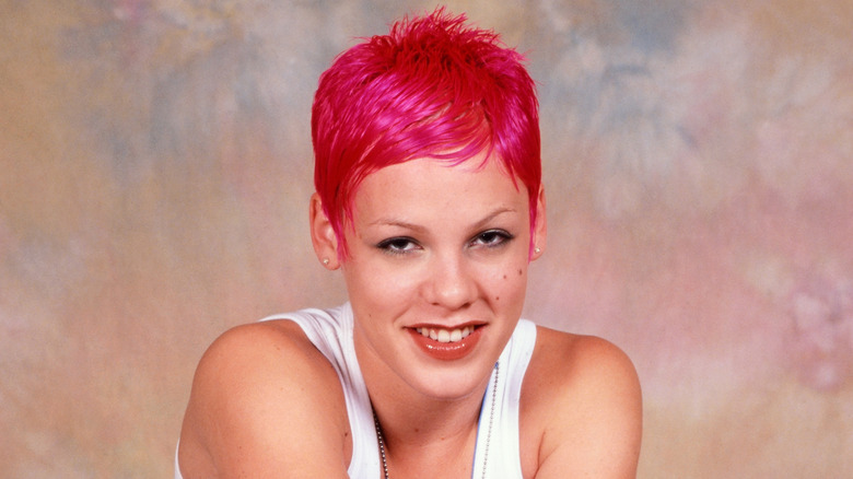 Pink at an early photoshoot