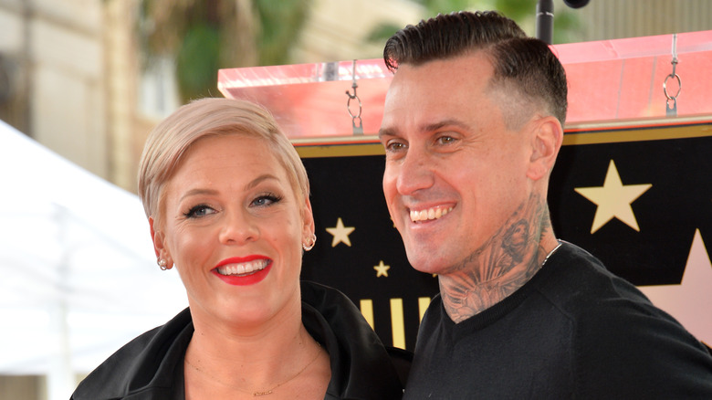 Pink and Carey Hart smiling