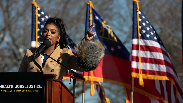 Porsha Williams speaking at rally