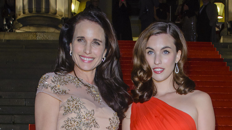 Andie MacDowell and Rainey Qualley, smiling