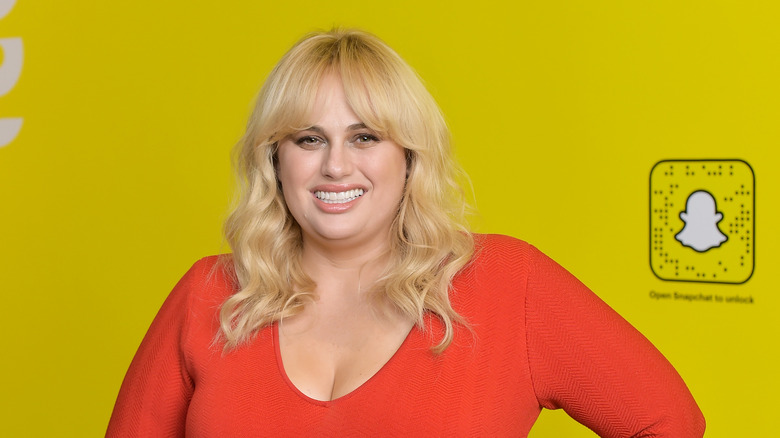 Rebel Wilson smiling on the red carpet 