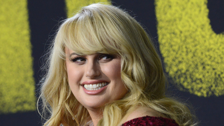 Rebel Wilson smiling on the red carpet 