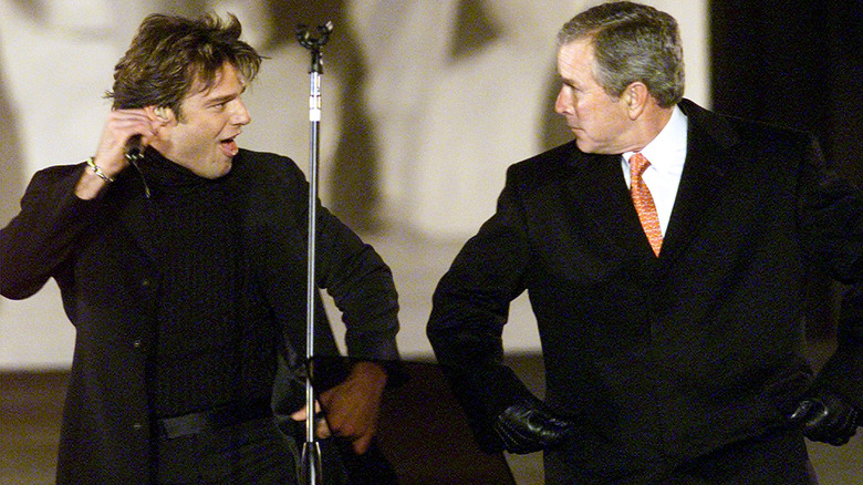 Ricky Martin and George W. Bush dancing 