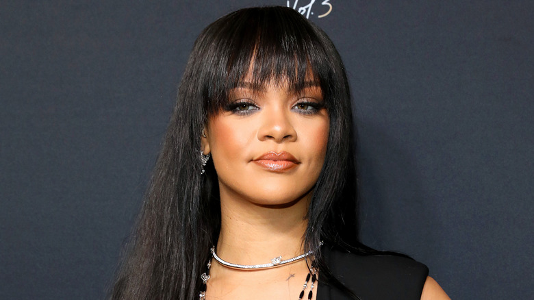 Rihanna wearing bangs