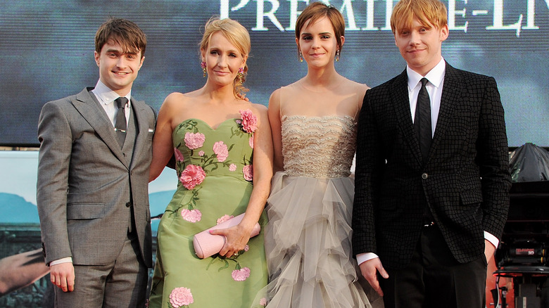 J.K. Rowling with the Harry Potter stars