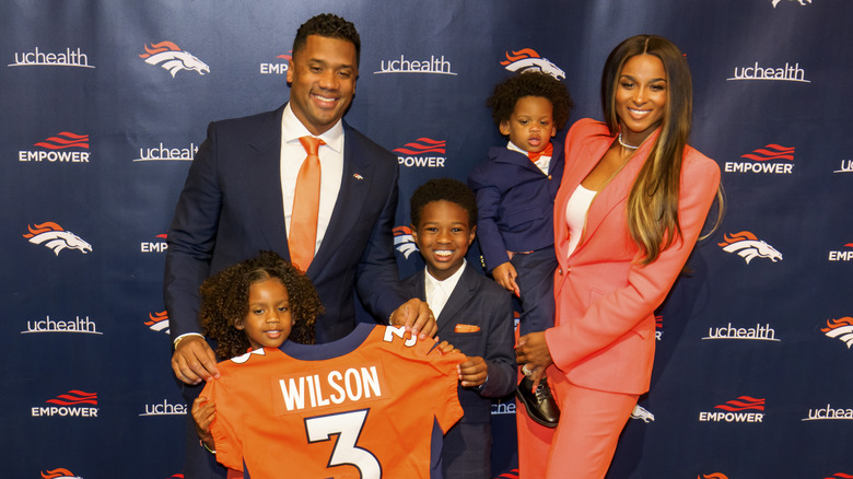 Russell Wilson and Ciara with their kids