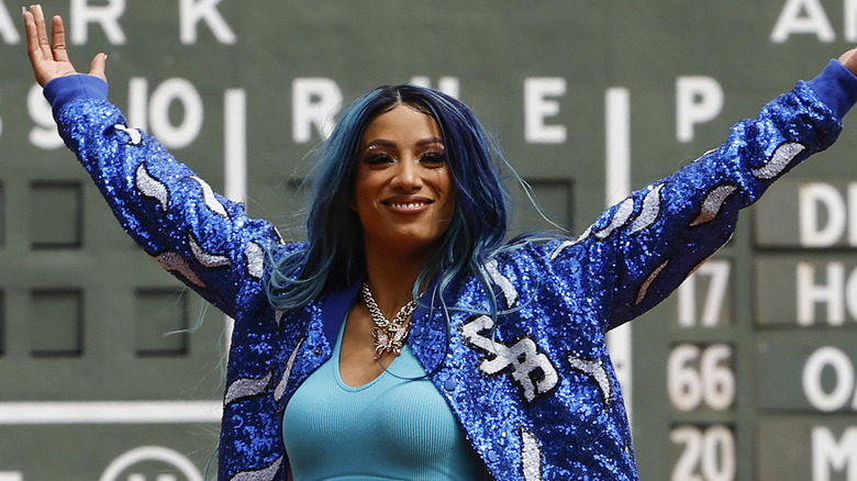 Sasha Banks on baseball field